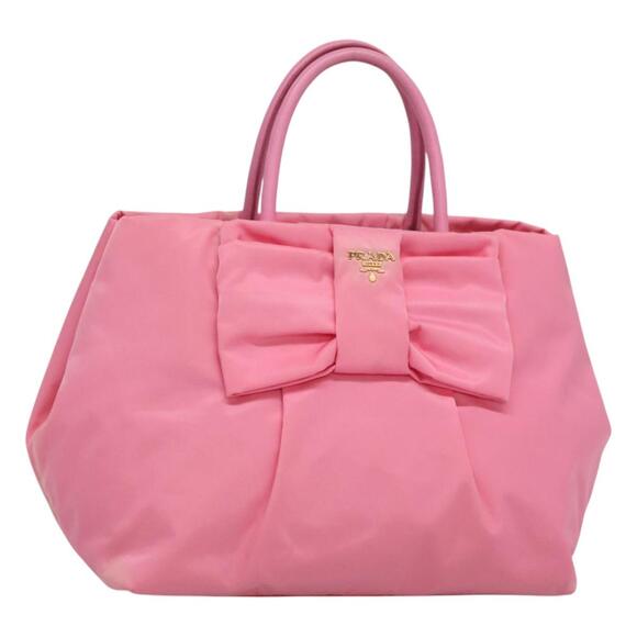 PRADA Hand Bag Nylon Pink Gold - Picture 1 of 12